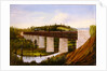 View of a covered bridge and railroad, c.1870 by American School