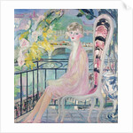 Portrait of Dolly Davis on a balcony in front of the old bridge of Alma by Jacqueline Marval