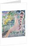 Portrait of Dolly Davis on a balcony in front of the old bridge of Alma by Jacqueline Marval