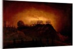 Nottingham Castle on Fire, 10 October 1831, mid-19th century by Henry Dawson