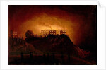 Nottingham Castle on Fire, 10 October 1831, mid-19th century by Henry Dawson