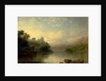 Lake Scene with Ruined Castle and Mountains, 19th century by George F. Buchanan