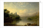 Lake Scene with Ruined Castle and Mountains, 19th century by George F. Buchanan