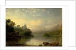 Lake Scene with Ruined Castle and Mountains, 19th century by George F. Buchanan