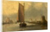 River Scene with Shipping by English School