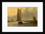 River Scene with Shipping by English School