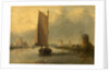 River Scene with Shipping by English School