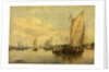 River Scene with Shipping by English School