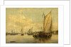 River Scene with Shipping by English School
