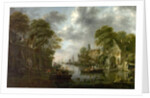 River Scene with Boats and Figures, 1665 by Claes Molenaer