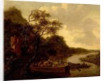 River Scene with Boat by Dutch School