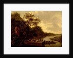 River Scene with Boat by Dutch School