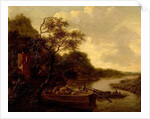 River Scene with Boat by Dutch School