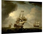 Three English Men-of-War Getting Underway in a Fresh Breeze by Peter Monamy