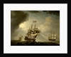 Three English Men-of-War Getting Underway in a Fresh Breeze by Peter Monamy