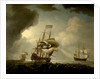 Three English Men-of-War Getting Underway in a Fresh Breeze by Peter Monamy