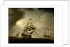 Three English Men-of-War Getting Underway in a Fresh Breeze by Peter Monamy