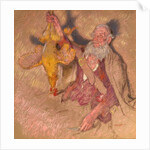 Study of a Man Holding a Cock for 'Highland Raiders', 1918 by William Shackleton