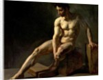 Seated Male Nude by Jean-Baptiste Edouard Detaille