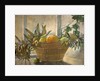 Fruit and Leaves in a Basket by George Sheringham