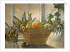 Fruit and Leaves in a Basket by George Sheringham