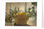 Fruit and Leaves in a Basket by George Sheringham