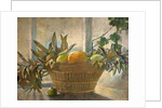 Fruit and Leaves in a Basket by George Sheringham