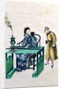 Man with a Long Zither at a Table, with a Servant by School Chinese