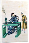 Man with a Long Zither at a Table, with a Servant by School Chinese