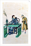 Man with a Long Zither at a Table, with a Servant by School Chinese