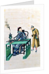 Man with a Long Zither at a Table, with a Servant by School Chinese