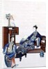 Lady Reclining with a Servant Playing a Musical Instrument by School Chinese