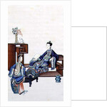 Lady Reclining with a Servant Playing a Musical Instrument by School Chinese