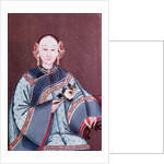 Chinese woman in traditional costume holding a single flower by School Chinese