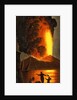Night view of Vesuvius erupting by English School