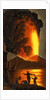 Night view of Vesuvius erupting by English School