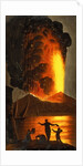 Night view of Vesuvius erupting by English School