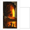 Night view of Vesuvius erupting by English School