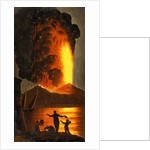 Night view of Vesuvius erupting by English School