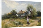 Landscape with Cottage Woman, late 19th-20th century by Ernest C. Walbourne