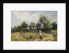 Landscape with Cottage Woman, late 19th-20th century by Ernest C. Walbourne