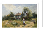 Landscape with Cottage Woman, late 19th-20th century by Ernest C. Walbourne
