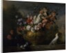 Still life with flowers in an urn, with a cockatoo, on a ledge, c.1699 by Jakob Bogdani or Bogdany