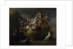 Still life with flowers in an urn, with a cockatoo, on a ledge, c.1699 by Jakob Bogdani or Bogdany