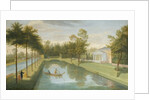 View of the Temple by the water, with the basin and long canal, Chiswick Villa by Pieter Andreas Rysbrack