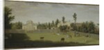 View of the new villa, old house and stables from across Burlington Lane, Chiswick Villa by Pieter Andreas Rysbrack