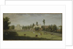 View of the new villa, old house and stables from across Burlington Lane, Chiswick Villa by Pieter Andreas Rysbrack