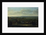 A view of Old Newmarket with figures and horses on the Heath by John Wootton