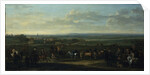 A view of Old Newmarket with figures and horses on the Heath by John Wootton