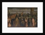 The Dogaressa Marina Morosini-Grimani leaving Palazzo Grimani for her coronation in the Palazzo Ducale, Venice, 1597 by Andrea Vicentino